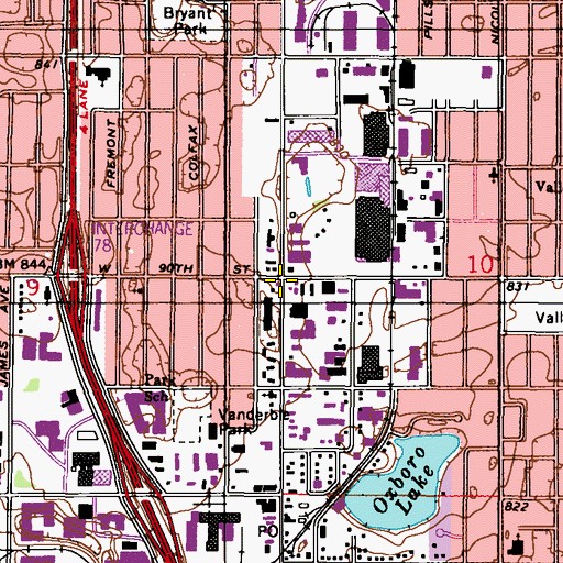 Topographic Map of Great Bear Shopping Center, MN