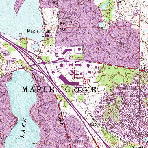 Topographic Map of Grove Square Center Shopping Center, MN