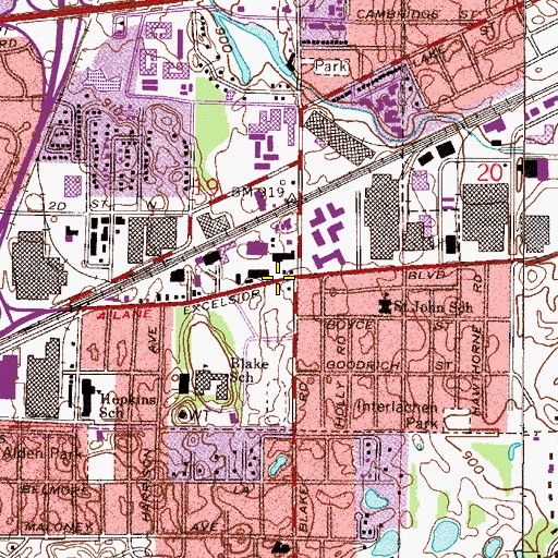 Topographic Map of Hopkins Commerce Center, MN