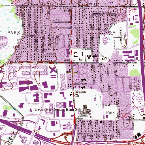 Topographic Map of Humboldt Square Center, MN