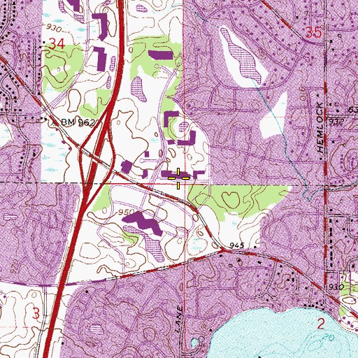 Topographic Map of Maple Grove Mall Shopping Center, MN