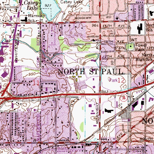 Topographic Map of McKnight - 36 Plaza Shopping Center, MN