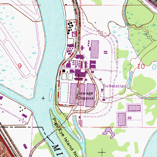 Topographic Map of Metro Saint Paul Water Treatment Facility, MN