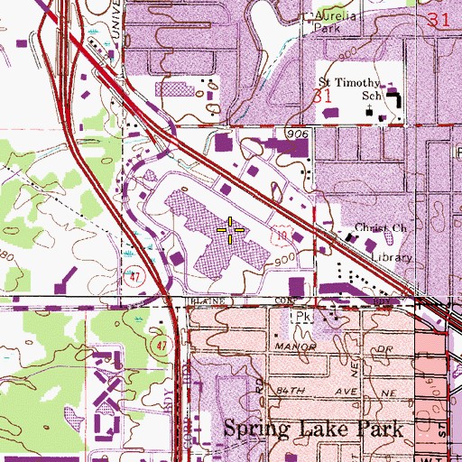 Topographic Map of Northtown Mall Shopping Center, MN