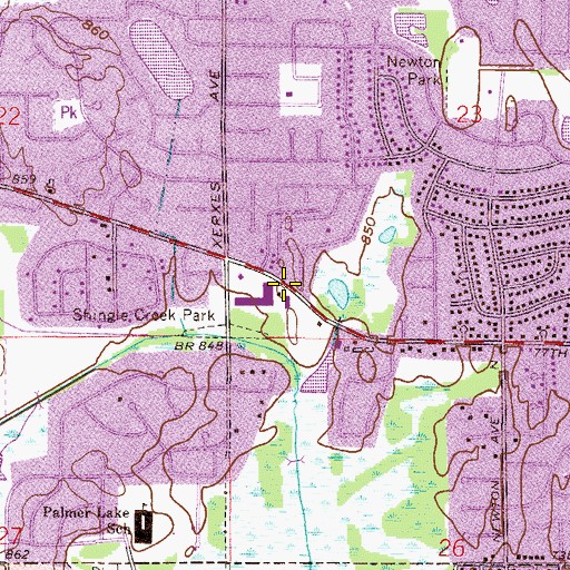 Topographic Map of Park East Shopping Center, MN