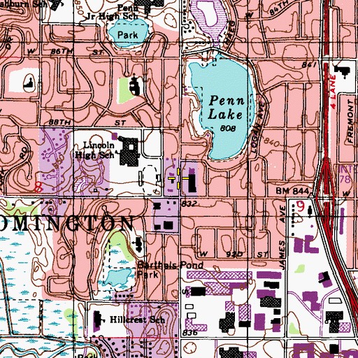 Topographic Map of Penn-Lake Shopping Center, MN