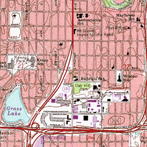 Topographic Map of Richfield United Methodist Church, MN