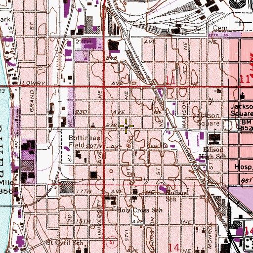 Topographic Map of Sacred Heart of Jesus Polish National Catholic Church, MN