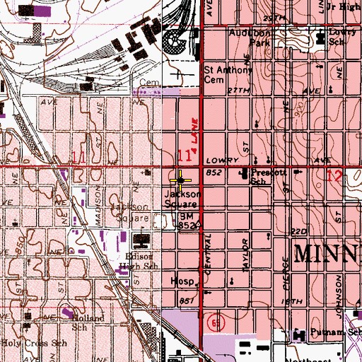 Topographic Map of Saint Clements Church, MN