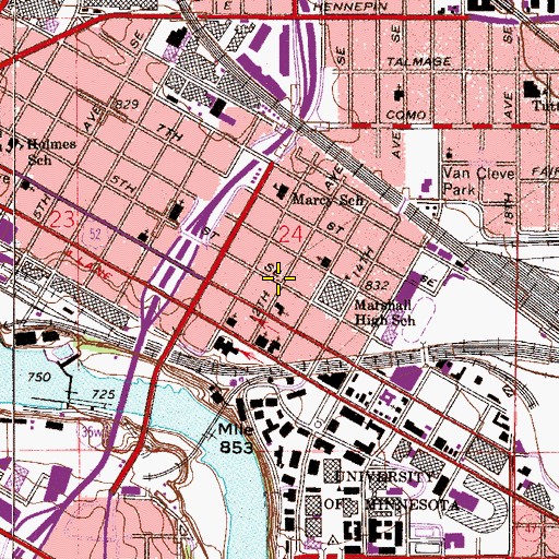 Topographic Map of Saint Lawrence Catholic Church, MN