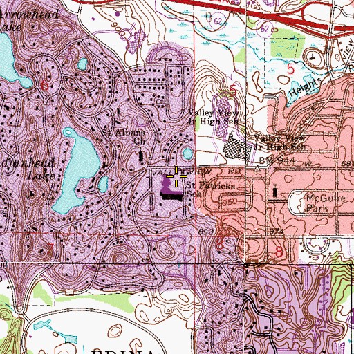 Topographic Map of Saint Patricks Catholic Church of Edina, MN