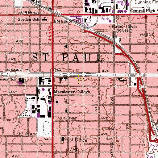 Topographic Map of Saint Pauls Church on the Hill, MN