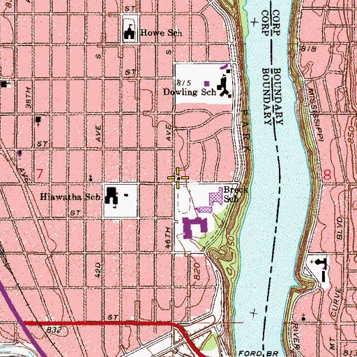 Topographic Map of Saint Peters Lutheran Church, MN