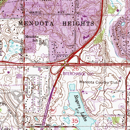 Topographic Map of Interchange 101A and 101B, MN