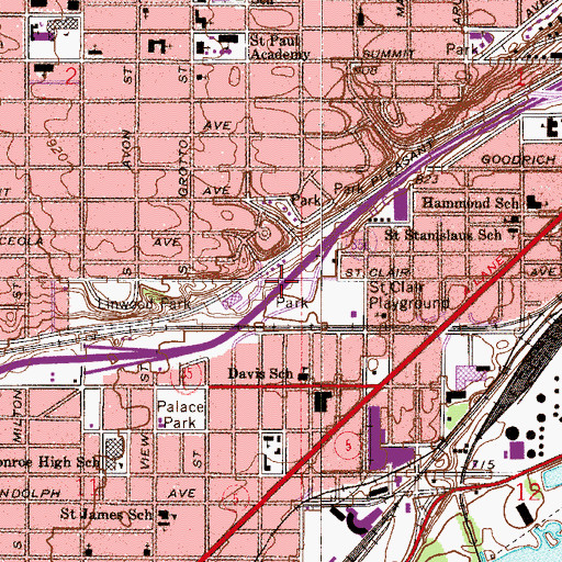 Topographic Map of Interchange 105, MN