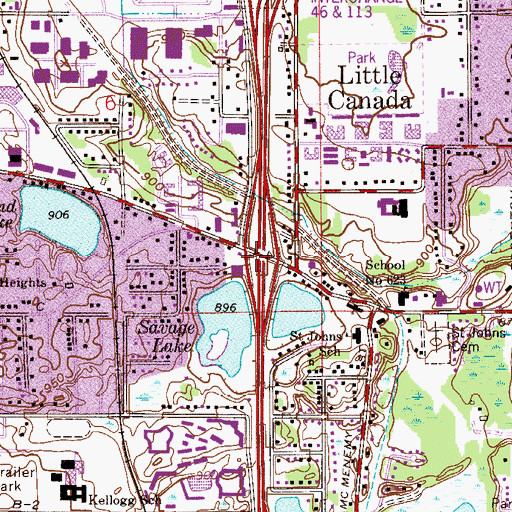 Topographic Map of Interchange 112, MN