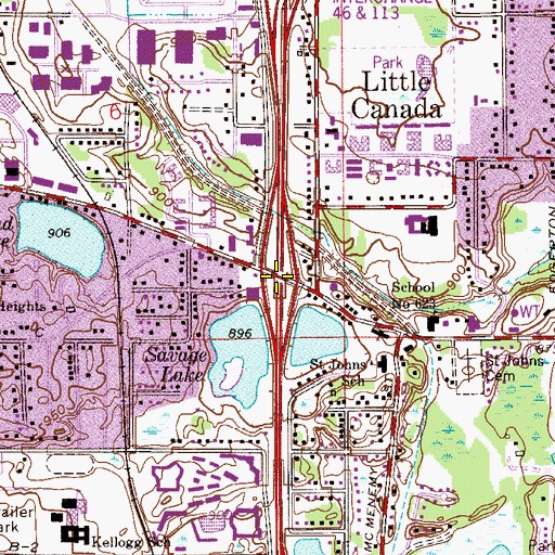Topographic Map of Interchange 112, MN