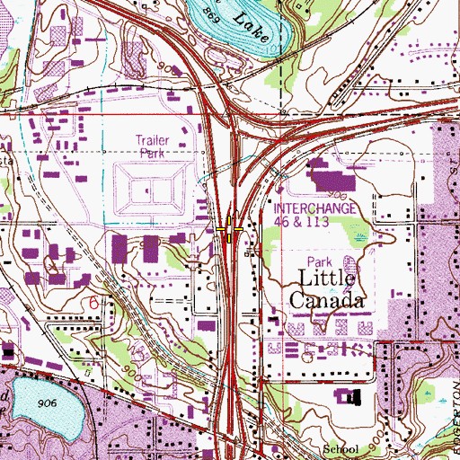 Topographic Map of Interchange 114, MN
