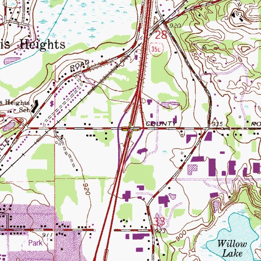 Topographic Map of Interchange 117, MN