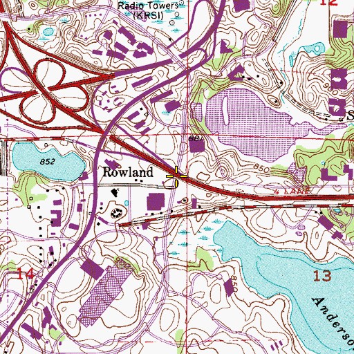 Topographic Map of Interchange 11A, MN