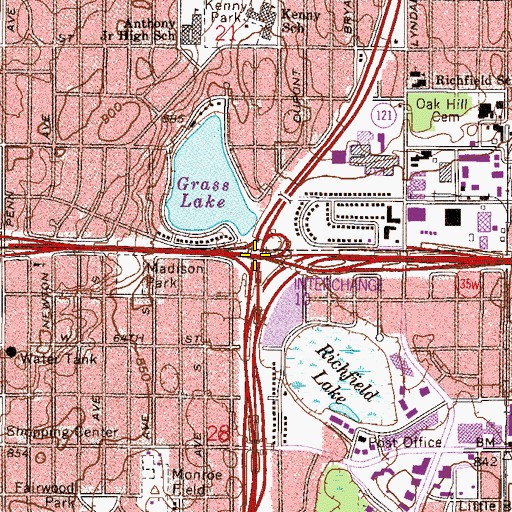 Topographic Map of Interchange 11A, MN