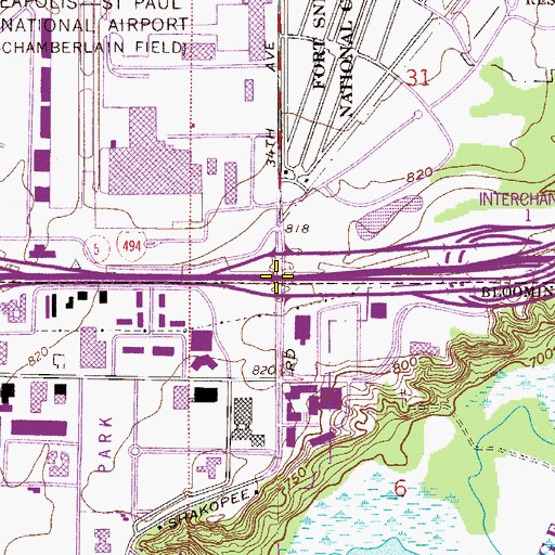 Topographic Map of Interchange 1B, MN