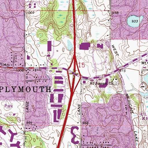 Topographic Map of Interchange 23, MN