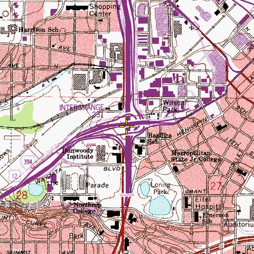 Topographic Map of Interchange 231, MN