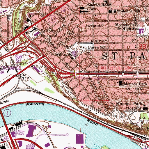 Topographic Map of Interchange 244, MN