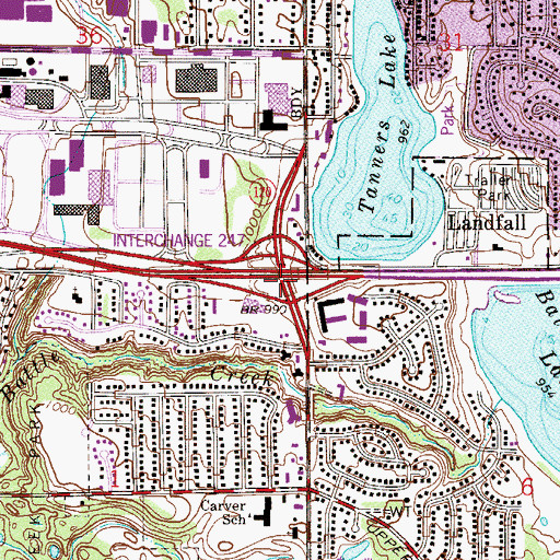 Topographic Map of Interchange 247, MN
