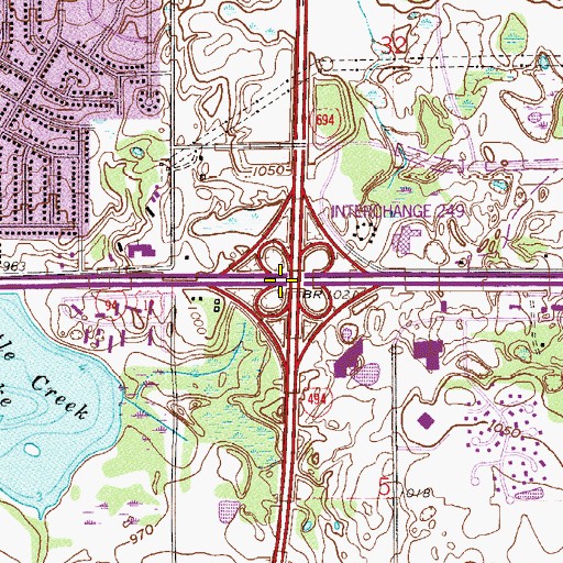 Topographic Map of Interchange 249, MN