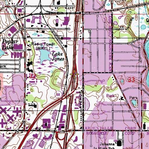 Topographic Map of Interchange 25B, MN