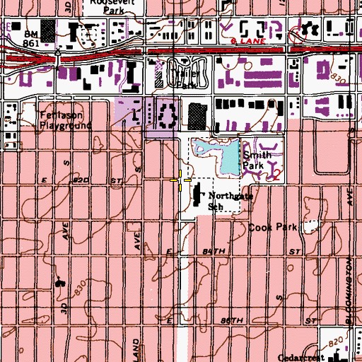 Topographic Map of Lutheran High School, MN