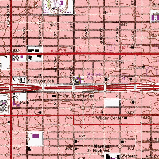 Topographic Map of Maxfield Elementary School, MN