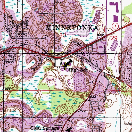 Topographic Map of Minnetonka Senior High School, MN