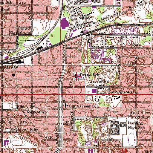 Topographic Map of Parkway Montessori and Community Middle School, MN