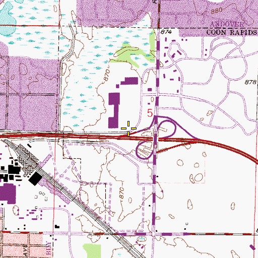 Topographic Map of Riverdale Crossing Shopping Center, MN
