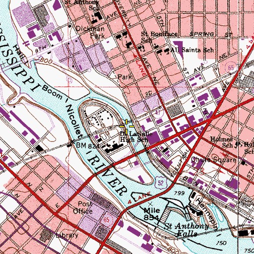 Topographic Map of Riverplace Shopping Center, MN