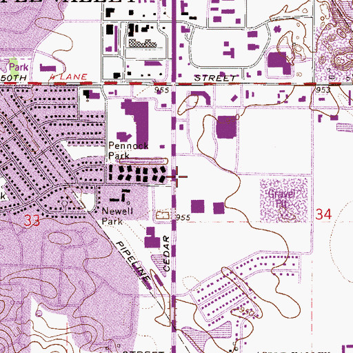 Topographic Map of Southport Center Shopping Center, MN