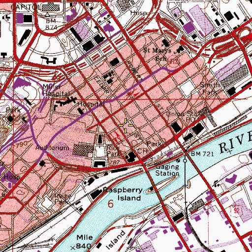 Topographic Map of Town Square Shopping Center, MN