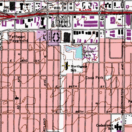 Topographic Map of Village Square Shopping Center, MN