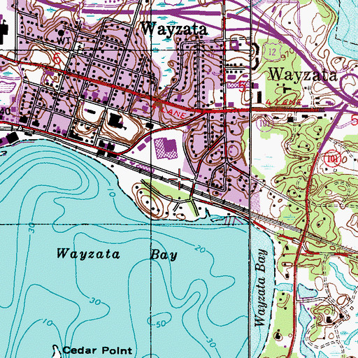 Topographic Map of Wayzata Bay Shopping Center, MN
