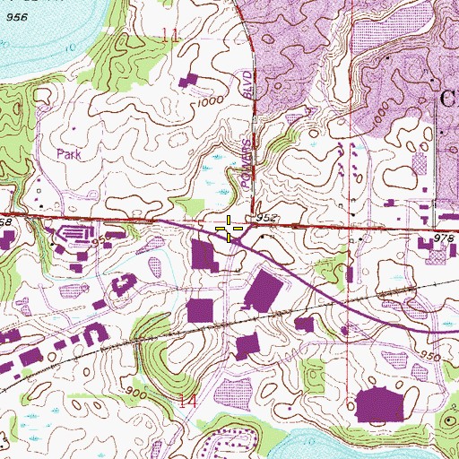 Topographic Map of West Village Center Shopping Center, MN