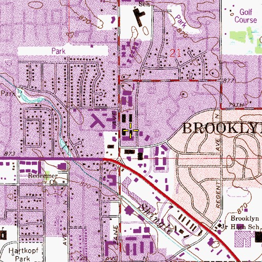 Topographic Map of Zanebrook Shopping Center, MN