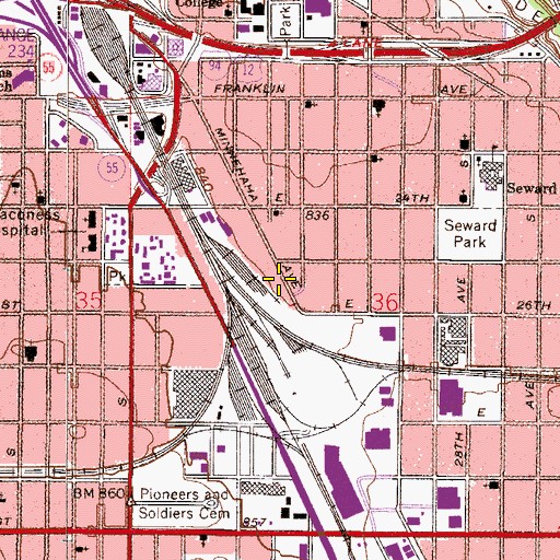 Topographic Map of Aurora Charter School, MN