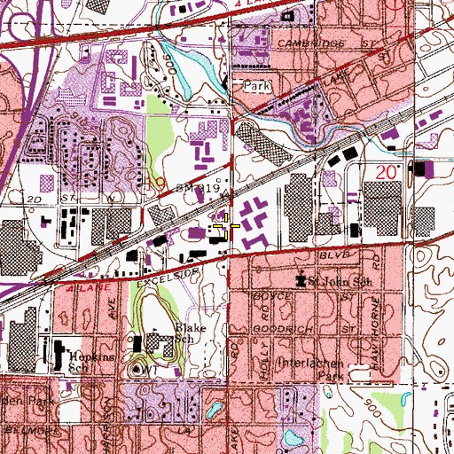 Topographic Map of Blake Lower School Hopkins Campus, MN