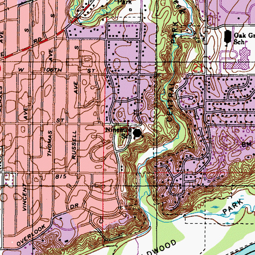 Topographic Map of Bloomington Christian School, MN
