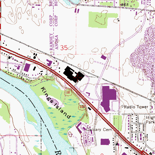 Topographic Map of Anoka - Hennepin Technical High School, MN