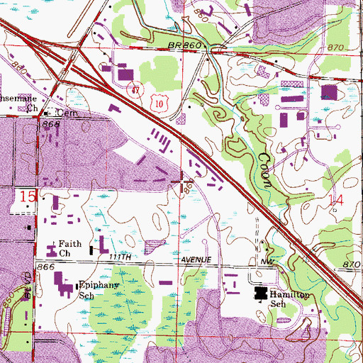 Topographic Map of Coon Rapids Learning Center, MN