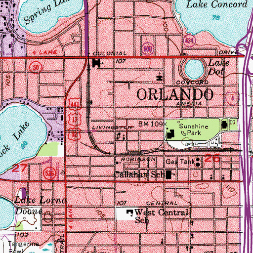 Topographic Map of Livingston Street Church of God, FL